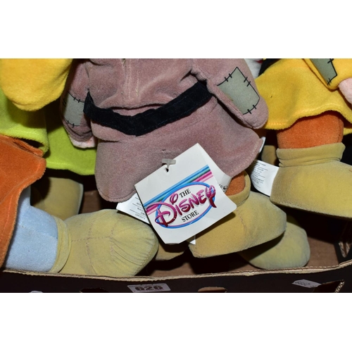 626 - SEVEN DISNEY STORE SEVEN DWARF PLUSH TOYS, from Snow White and the Seven Dwarfs, height of each appr... 