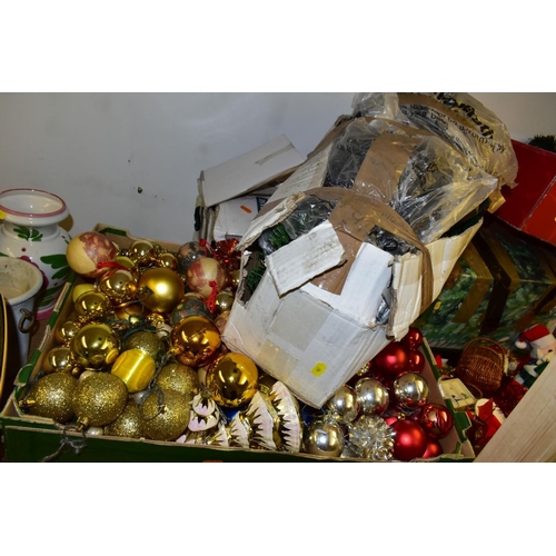 642 - NINE BOXES OF CHRISTMAS DECORATIONS, mainly modern and late twentieth century items, to include two ... 