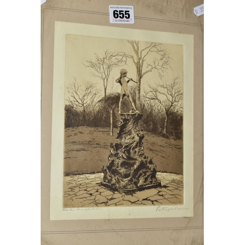 655 - PICTURES AND PRINTS ETC, to include a Peter Johnson etching 'Peter Pan, Kensington Gardens', approxi... 