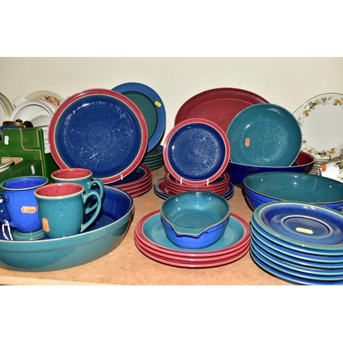 658 - A THIRTY NINE PIECE DENBY HARLEQUIN PATTERN DINNER SERVICE, comprising a 30cm diameter salad bowl, a... 