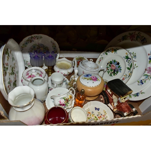 665 - FIVE BOXES OF CERAMICS, to include two large Aynsley Pembroke plates diameter 31cm with a matching c... 