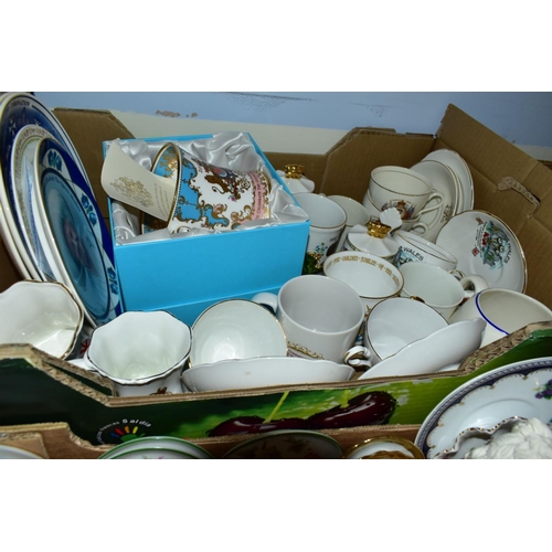 665 - FIVE BOXES OF CERAMICS, to include two large Aynsley Pembroke plates diameter 31cm with a matching c... 