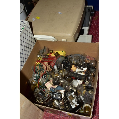 666 - TWO BOXES AND LOOSE KITCHENALIA, TYPEWRITERS, PICTURE AND SUNDRY ITEMS, to include a military thermo... 