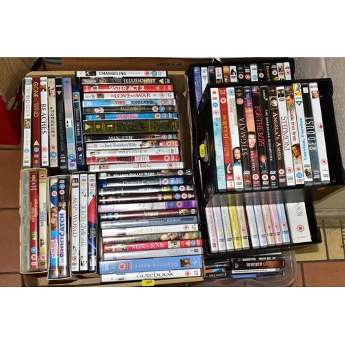 697 - EIGHT BOXES OF DVDS, CDS, BOOKS, EXTENSION CABLES, ETC, books include Haynes Manuals (Laptop, using ... 