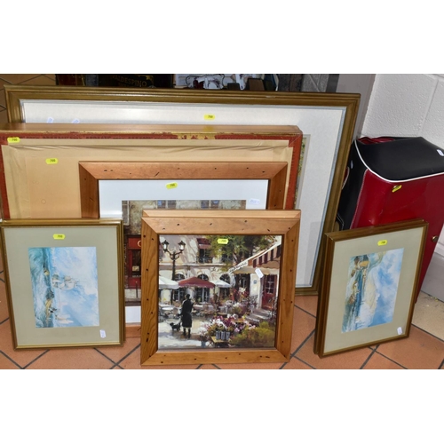 700 - THREE BOXES AND LOOSE CERAMICS, GLASS, PRINTS, MIRROR, CLOCK, ETC, including a ceramic Valdespino Sh... 