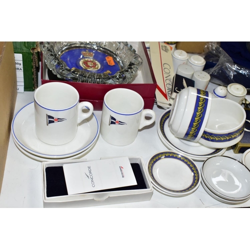 716 - AVIATION AND MARITIME INTEREST ETC, to include Concorde memorabilia - two teacups and saucers, two p... 