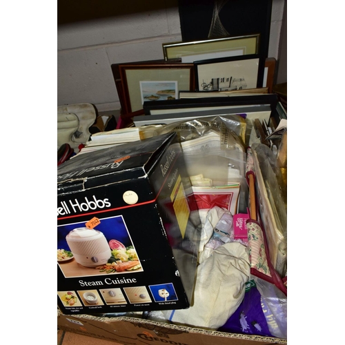 722 - FOUR BOXES OF ASSORTED SUNDRY ITEMS ETC, to include boxed Marks & Spencer toiletries and diffusers, ... 