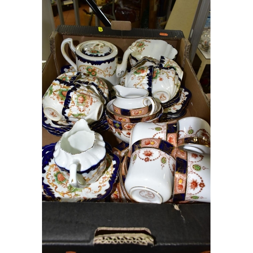 729 - TWO BOXES OF ASSORTED CERAMICS AND TEA WARE, including Wedgwood 'Ice Rose' bone china gift ware and ... 