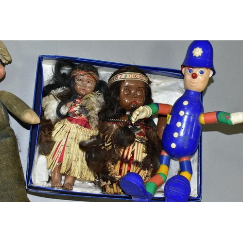 751 - VINTAGE COLLECTORS DOLLS, comprising a M?ori woman with child, tiki pendant around her neck, painted... 