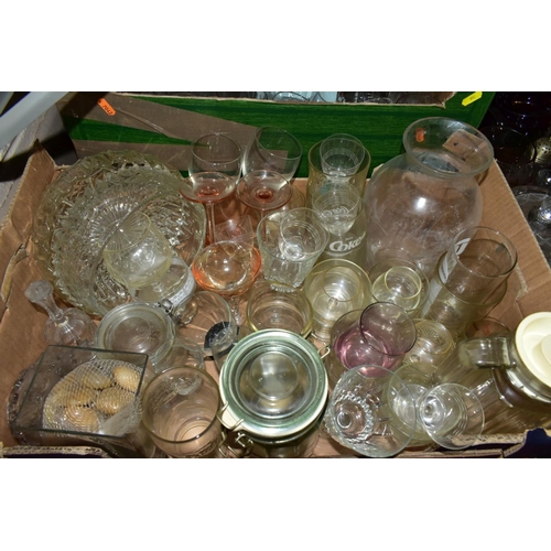 760 - FIVE BOXES OF GLASSWARES, to include cut glass and crystal drinking glasses and other items by Royal... 