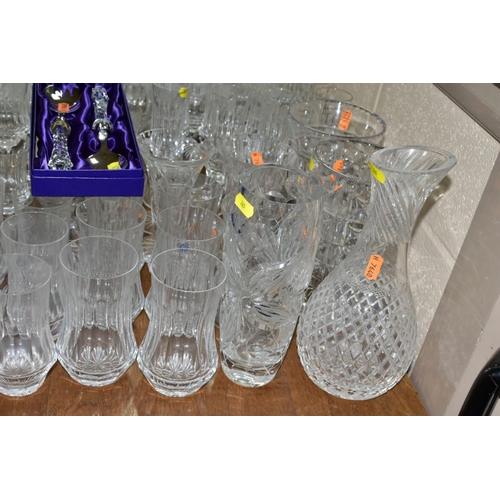 765 - A SUITE OF MATCHED GLASSES BRANDED WEDGWOOD AND GALWAY CRYSTAL, to include eight each of red wine, w... 