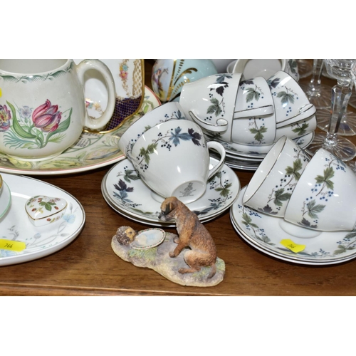 766 - A GROUP OF MIXED CERAMIC ITEMS ETC, to including Royal Doulton Burgundy tea wares comprising a teapo... 