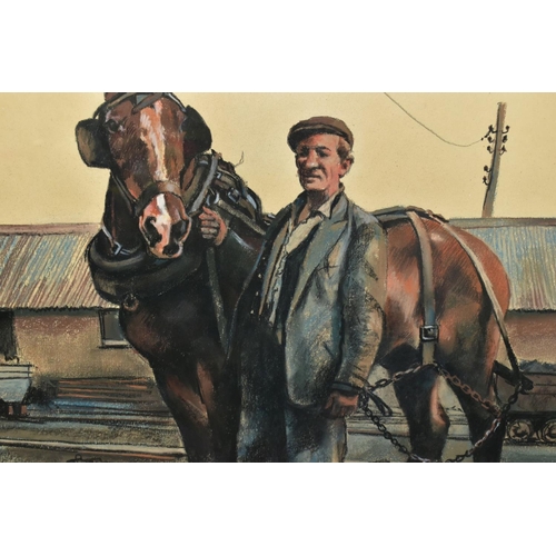 773 - ALBERT LAWRENCE HAMMONDS (BRITISH 1930-1994) 'PIT PONY AND MINDER, SOUTH WALES COLLIERY',  a social ... 