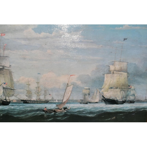 774 - After Fitz Hugh Lane 'Boston Harbour', an open edition print of a maritime scene, framed, approximat... 