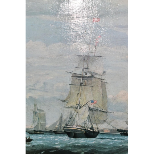 774 - After Fitz Hugh Lane 'Boston Harbour', an open edition print of a maritime scene, framed, approximat... 