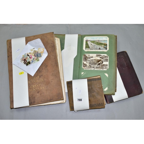 788 - EPHEMERA, Four Albums containing a collection of Postcards, 'Guinea Gold' Cigarette Cards and 'Great... 