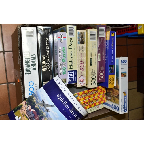 790 - THIRTEEN JIGSAW PUZZLES, NINE STILL SHRINK WRAPPED, subjects include animals, landscapes, trains and... 