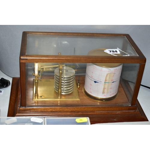 794 - A 20TH CENTURY MAHOGANY CASED BAROGRAPH BY SHORT & MASON OF LONDON, five glazed panel case, movement... 