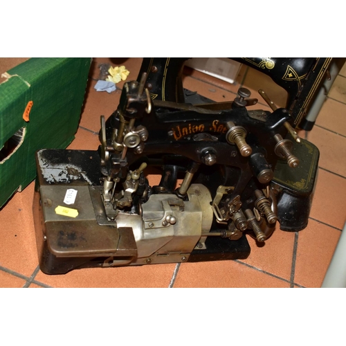 802 - THREE CAST IRON SEWING MACHINES, late nineteenth/early twentieth century, comprising an American Eat... 