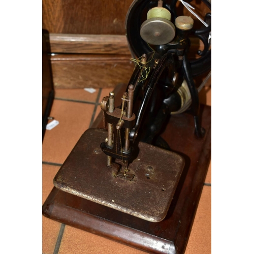 804 - FOUR ANTIQUE SEWING MACHINES, three with cases, late nineteenth/early twentieth century, comprising ... 