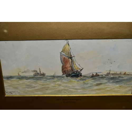 805 - WILLIAM CANNON (1840-??) 'OFF THE SUSSEX COAST', a steam tug and a sailing ship heading towards a ha... 