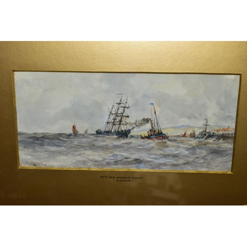 805 - WILLIAM CANNON (1840-??) 'OFF THE SUSSEX COAST', a steam tug and a sailing ship heading towards a ha... 