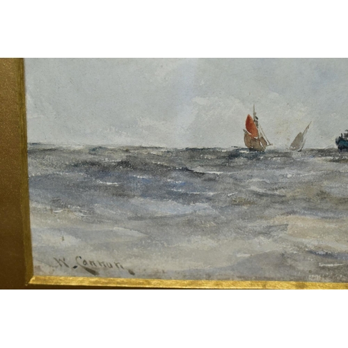 805 - WILLIAM CANNON (1840-??) 'OFF THE SUSSEX COAST', a steam tug and a sailing ship heading towards a ha... 