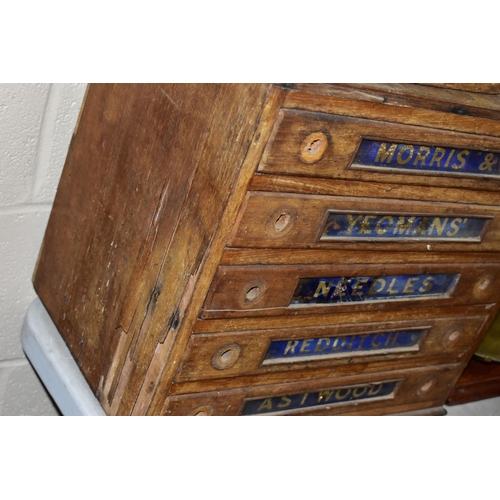 816 - HABERDASHERY ADVERTISING DISPLAY CASES, comprising a Morris & Yeomans of Redditch Needle case, missi... 