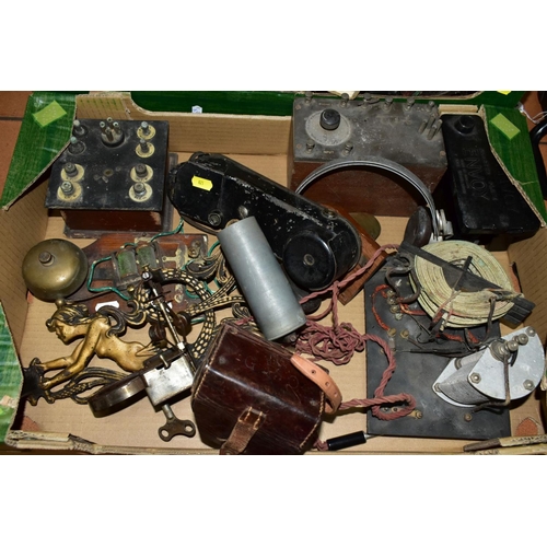 821 - TWO BOXES OF VINTAGE  WIRELESS AND TELEPHONE EQUIPMENT AND ACCESSORIES ETC, to include a GPO model 5... 