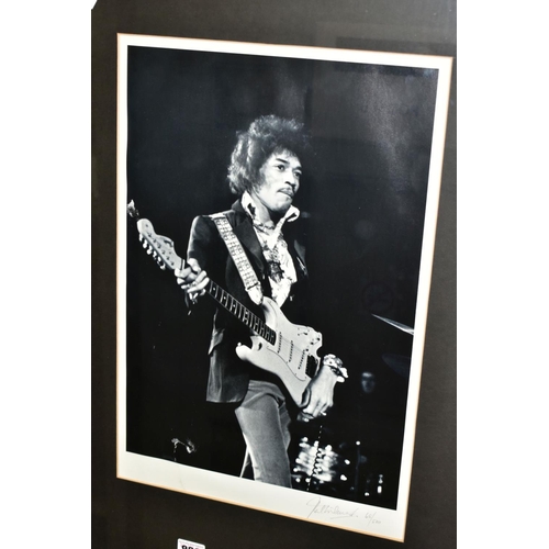 828 - JIMI HENDRIX, three Jimi Hendrix images, a Val Wilmer photo-lithograph limited edition 68/500 of Jim... 