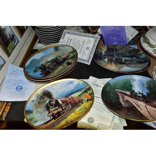 835 - RAILWAY INTEREST, A BOOK OF ILLUSTRATIONS, FRAMED CERAMIC PLAQUES AND COLLECTORS PLATES, comprising ... 