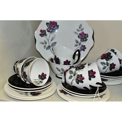 844 - A TWENTY ONE PIECE ROYAL ALBERT MASQUERADE TEA SET, comprising a cake plate, a cream jug, a sugar bo... 