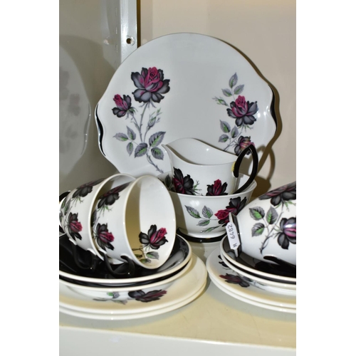 844 - A TWENTY ONE PIECE ROYAL ALBERT MASQUERADE TEA SET, comprising a cake plate, a cream jug, a sugar bo... 