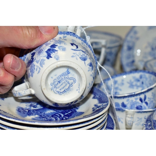 845 - A GROUP OF TOY TEA WARES, over thirty five pieces to include a blue and white tea set, possibly by M... 