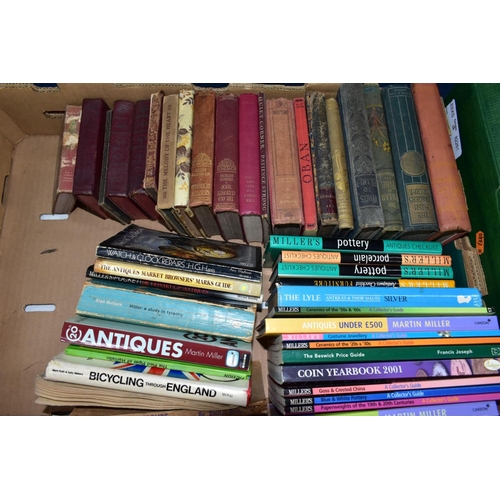 894 - BOOKS, two boxes containing approximately 60 miscellaneous titles including Miller's Antique publica... 