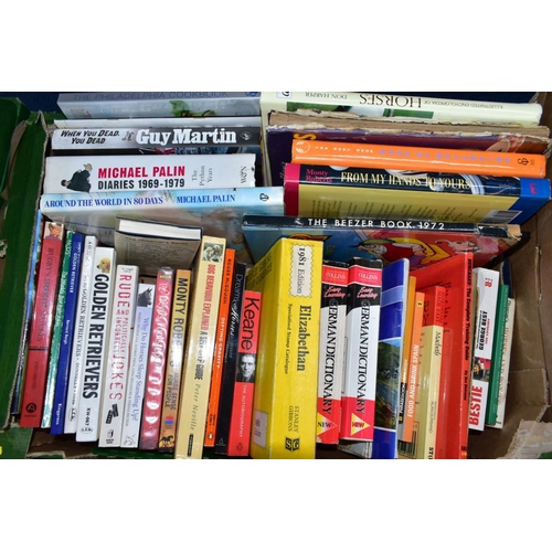 896 - BOOKS, two boxes containing approximately 65 miscellaneous titles including Reference, Sport, Geogra... 