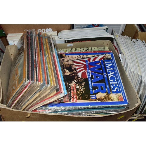 903 - NINE BOXES OF BOOKS AND MAGAZINES RELATING TO MILITARY ETC, to include Armourer Magazines, WWI and W... 