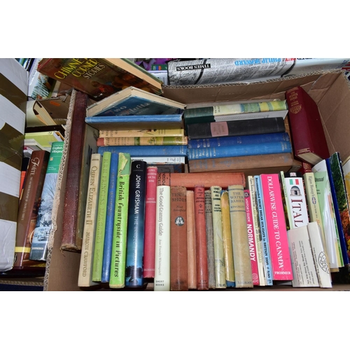 907 - BOOKS, five boxes containing approximately 180+ miscellaneous titles to include Gardening, Travel, L... 