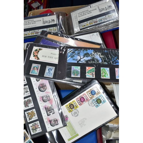 928 - TWO BOXES OF STAMPS IN FIFTEEN ALBUMS, chiefly GB mint and used QEII as singles, first day covers an... 