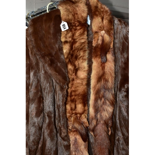 954 - A LADIES SQUIRREL FUR COAT, A FUR STOLE AND A BROWN FUR COAT AND A LADIES TIE, the squirrel fur with... 