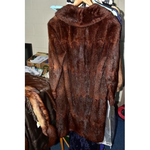 954 - A LADIES SQUIRREL FUR COAT, A FUR STOLE AND A BROWN FUR COAT AND A LADIES TIE, the squirrel fur with... 