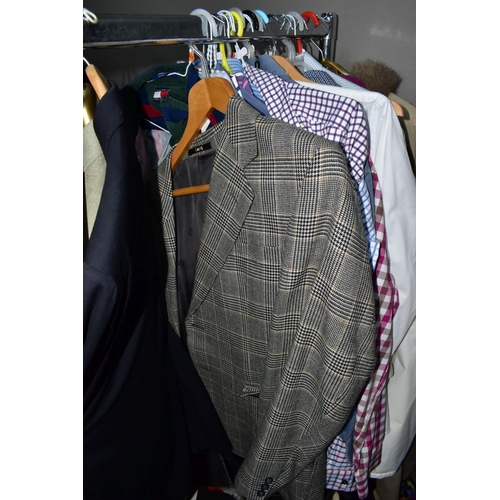 964 - A QUANTITY OF GENTLEMENS CLOTHING IN SEVEN BOXES AND LOOSE, including jackets, shirts, suits, trouse... 