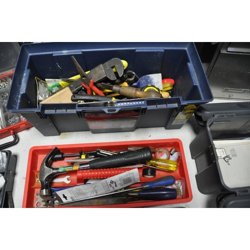 1277 - TWO TOOLBOXES AND TWO CASES CONTAINING HANDTOOLS AND D.I.Y SPARES to include screwdrivers, hammers, ... 