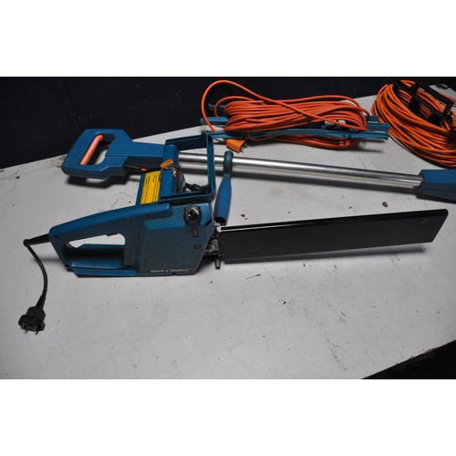 1286 - A BLACK AND DECKER POWER WEEDER model No W100 and a Black and Decker chainsaw with one power cable a... 