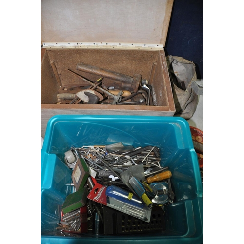 1291 - FOUR BOXES OF ENGINERERING TOOLS to include marking tools, tap and die sets, hammers, files, spirit ... 