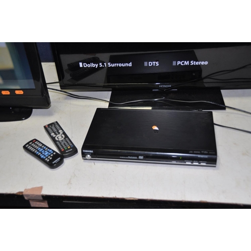 1303 - A HITACHI 32HYJ46U 32in TV (no remote, cant tune due to no remote but DVD working), a Venturer 15.5i... 