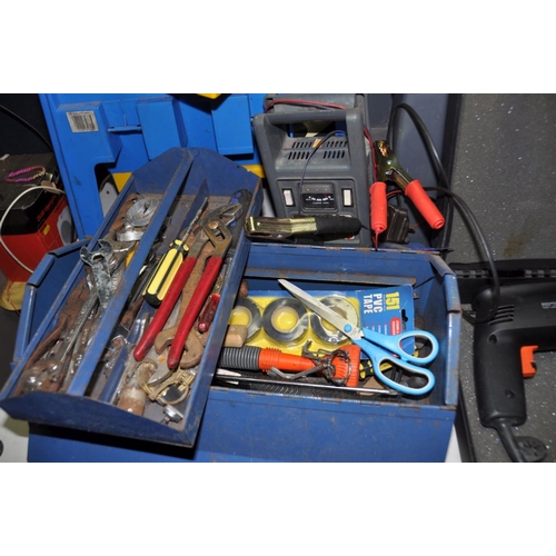 1315 - SIX BOXES OF TOOLS including a Black and Decker drill (PAT pass and working), an untested vintage Bl... 