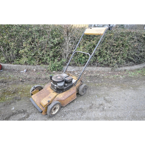 1234 - THREE VINTAGE PETROL LAWN MOWERS, to include a Qualcast Suffolk Punch 43s with grass box (engine pul... 