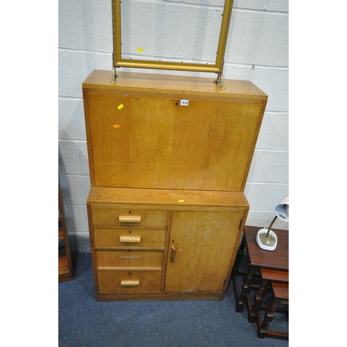 1516 - A QUANTITY OF OCCASIONAL FURNITURE, to include an oak fall front bureau with four drawers  and a sin... 