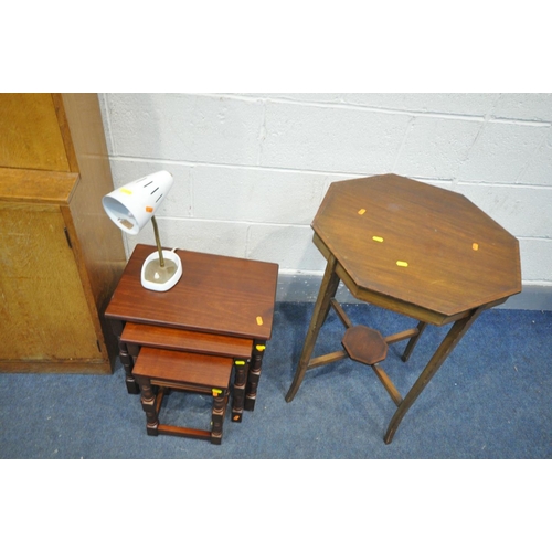 1516 - A QUANTITY OF OCCASIONAL FURNITURE, to include an oak fall front bureau with four drawers  and a sin... 